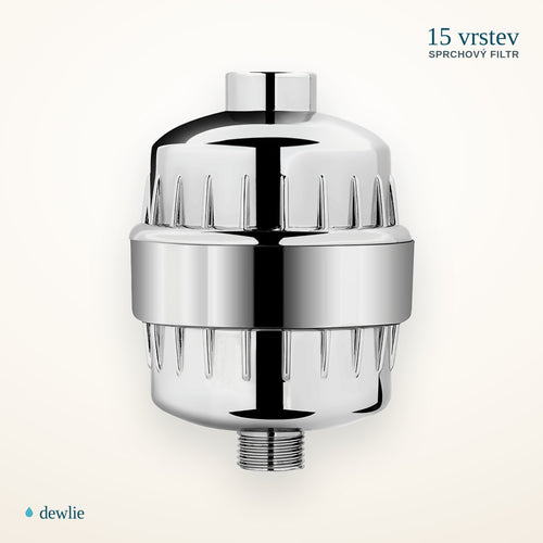 Dewlie 15stupňový sprchový filtr, chromované tělo